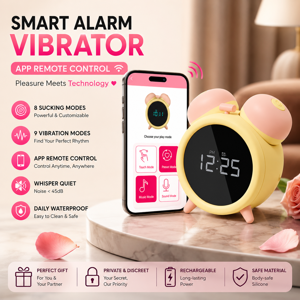 BeYourLover Adult Clock Alarm Sucking Vibrator App Remote Control